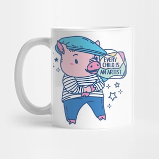 Funny Animal Artist pun Pablo Pigcasso with quote Mug